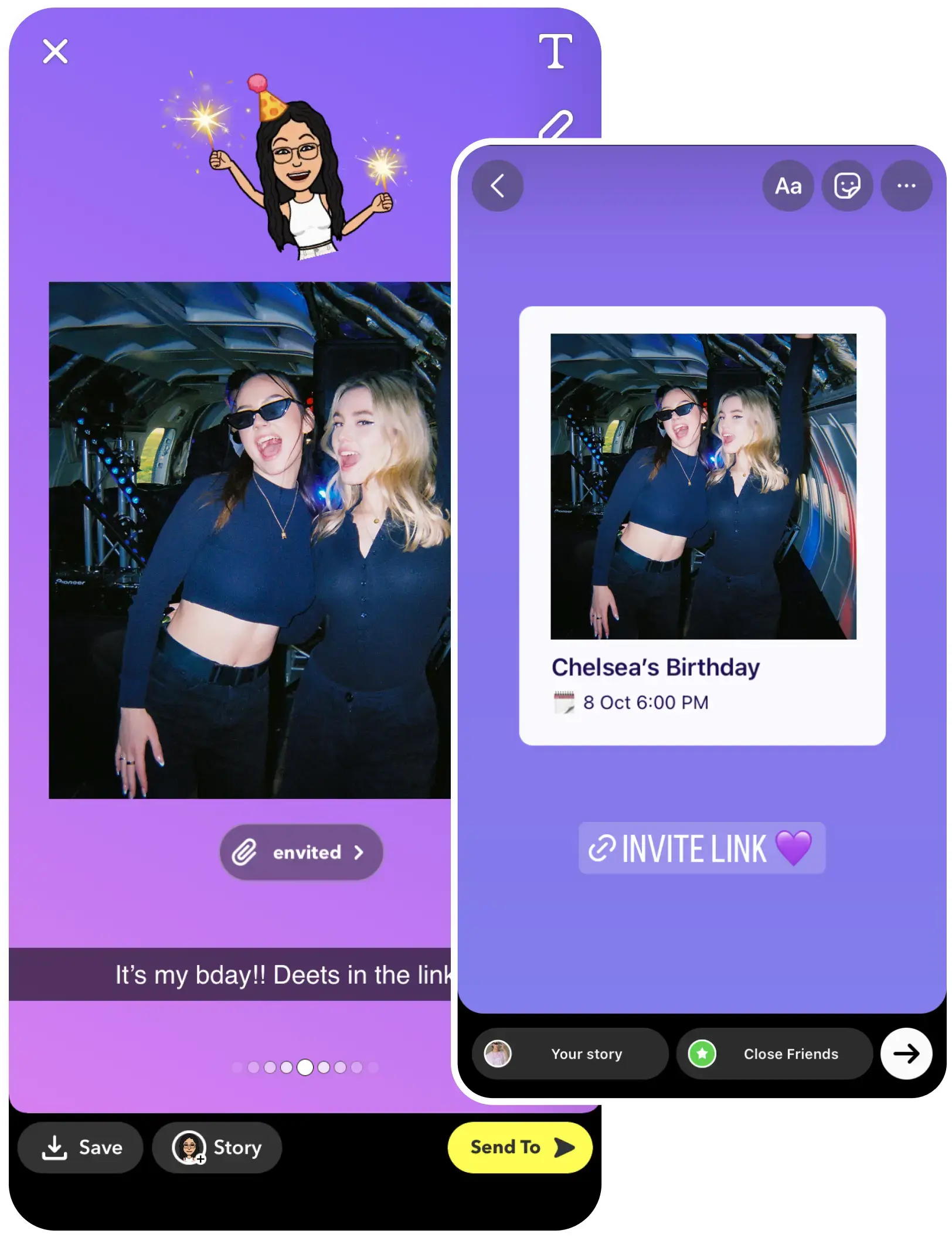A mockup of an envited event inviting you to a birthday party